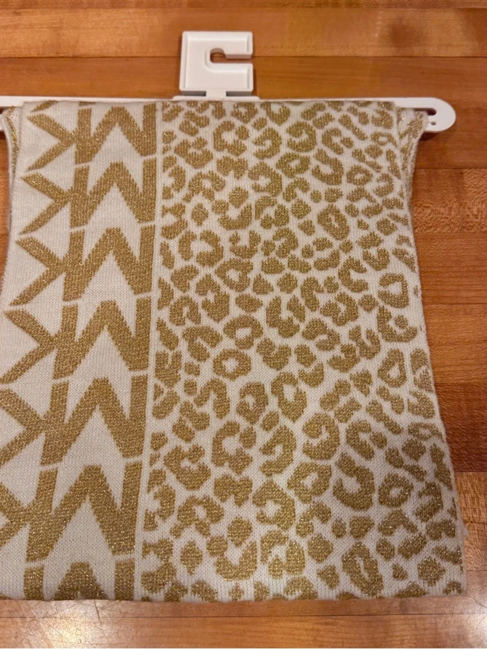 Michael Kors Cream and Gold Leopard MK‎ Logo Scarf & Beanie NWT